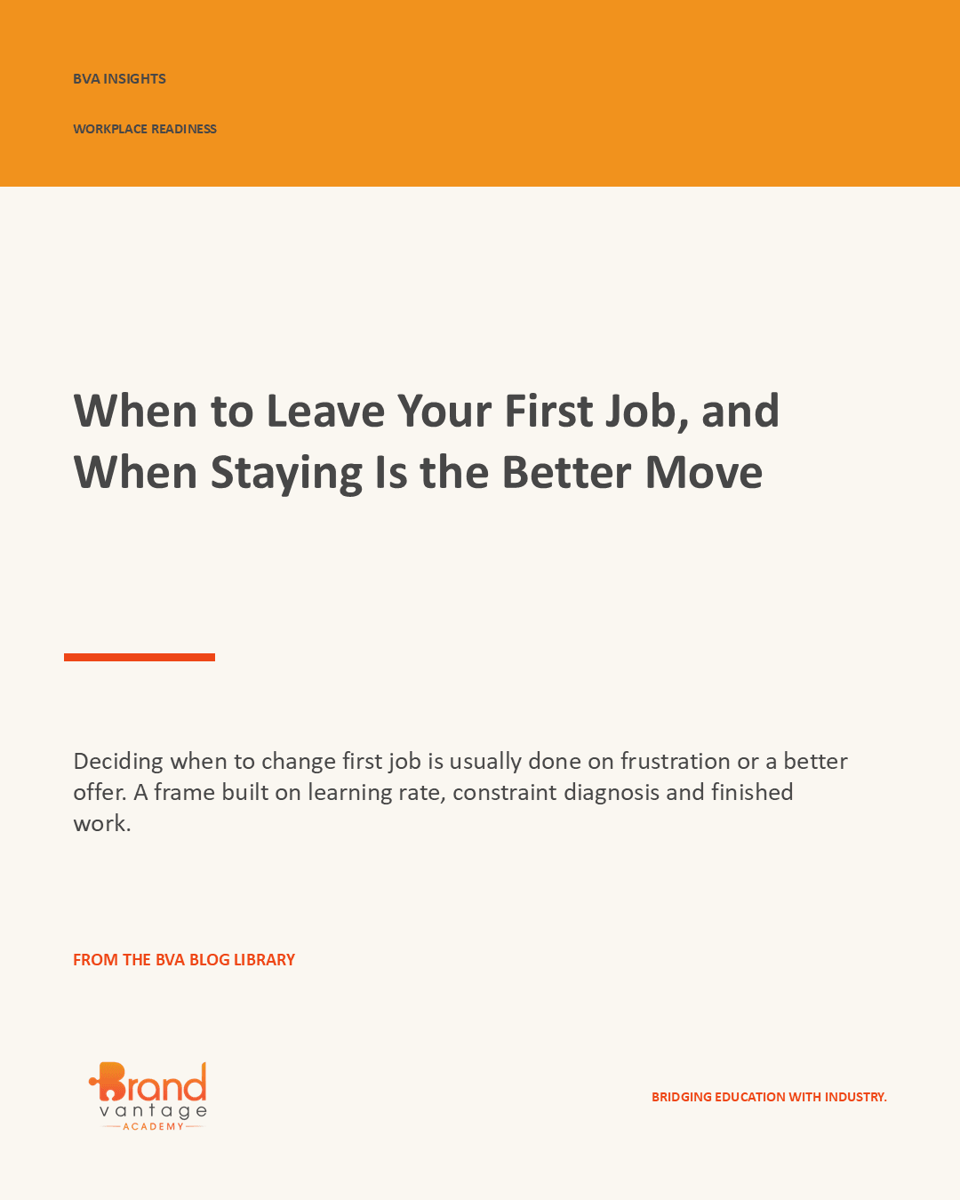 When to Leave Your First Job, and When Staying Is the Better Move