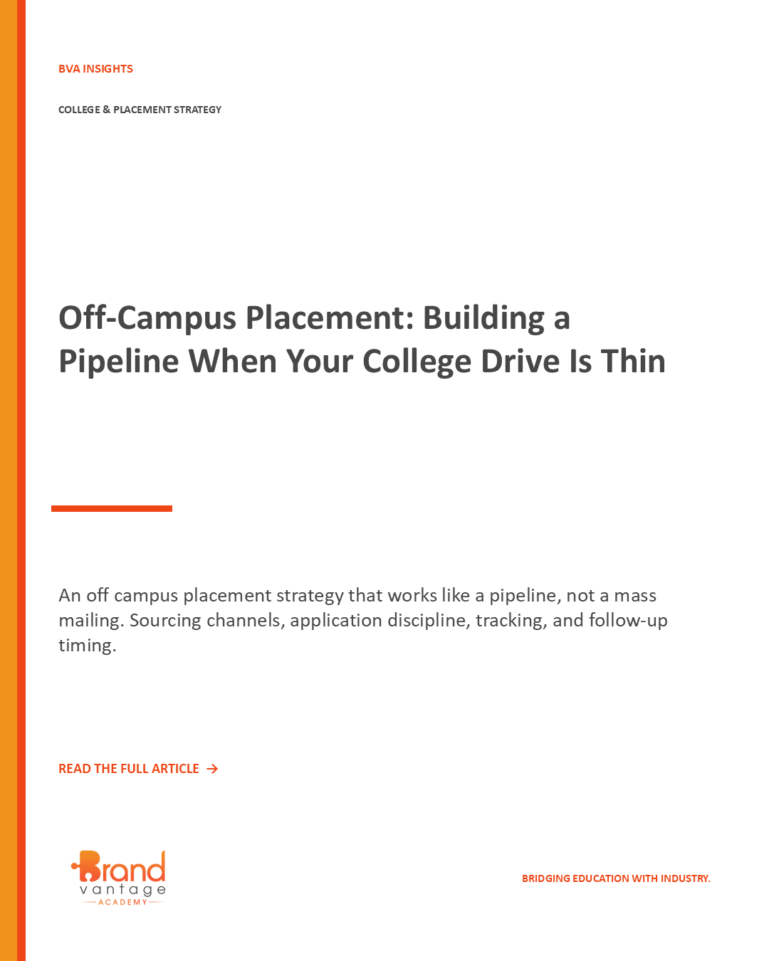 Off-Campus Placement: Building a Pipeline When Your College Drive Is Thin