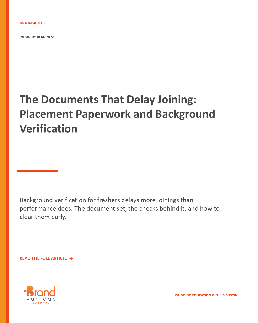 The Documents That Delay Joining: Placement Paperwork and Background Verification