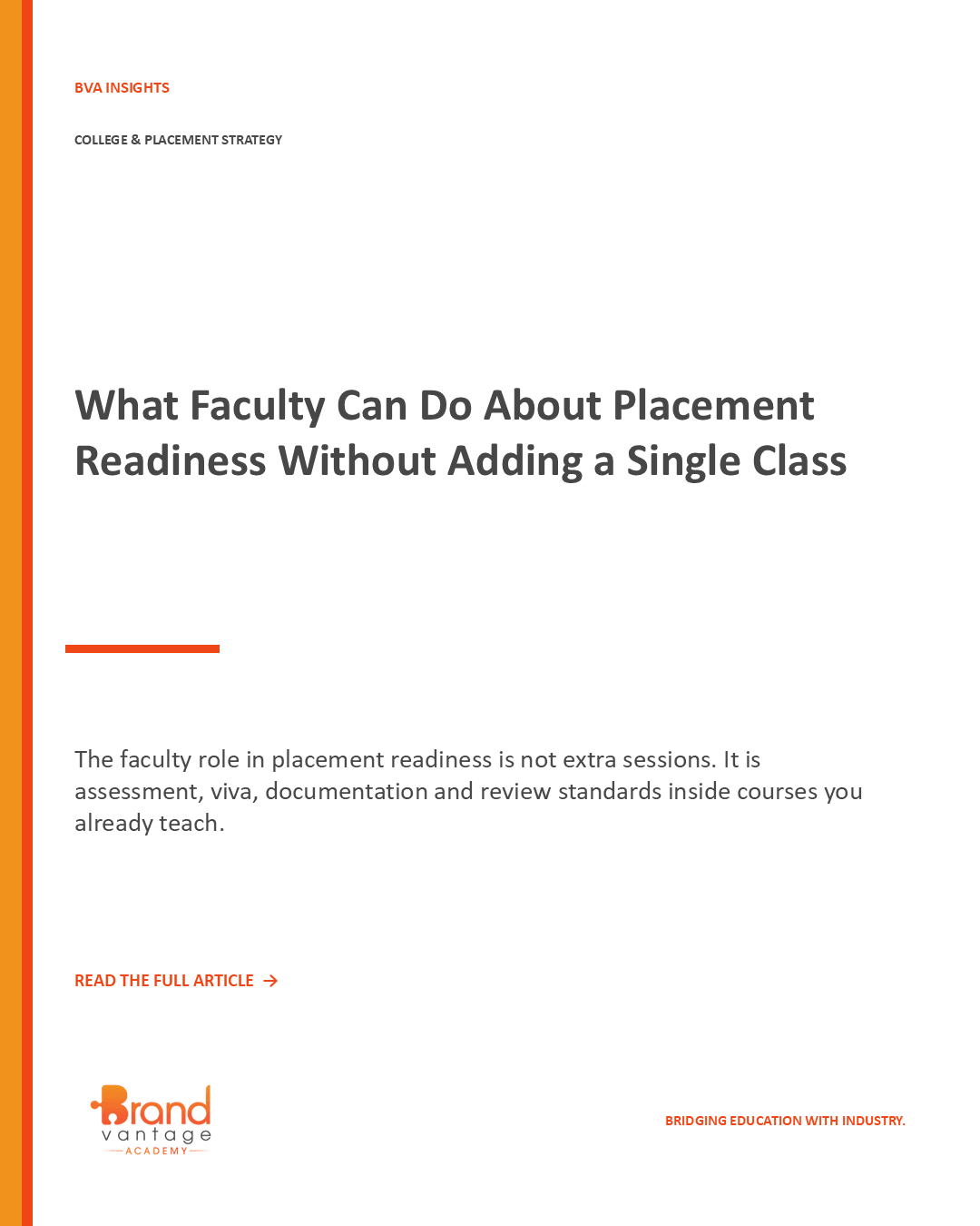 What Faculty Can Do About Placement Readiness Without Adding a Single Class