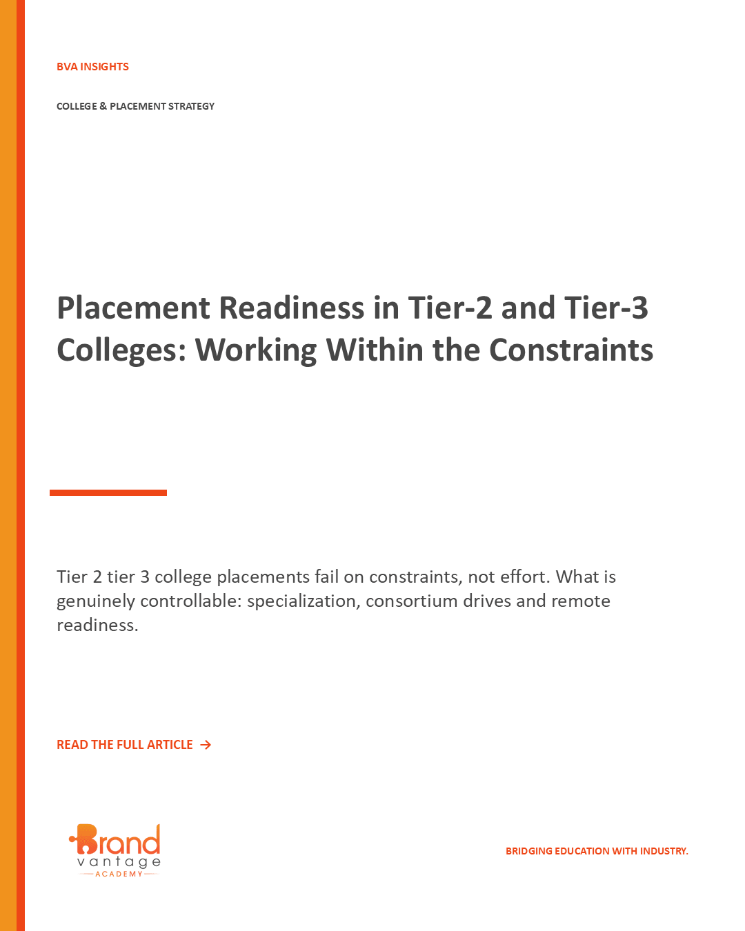 Placement Readiness in Tier-2 and Tier-3 Colleges: Working Within the Constraints